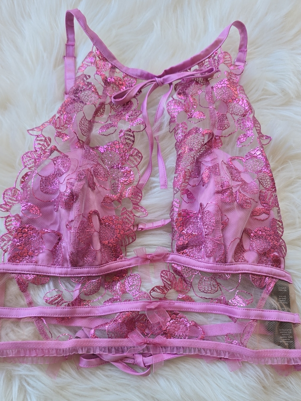 For Love & Lemons x VS Holiday 2022 Pink Bralette SIZE S